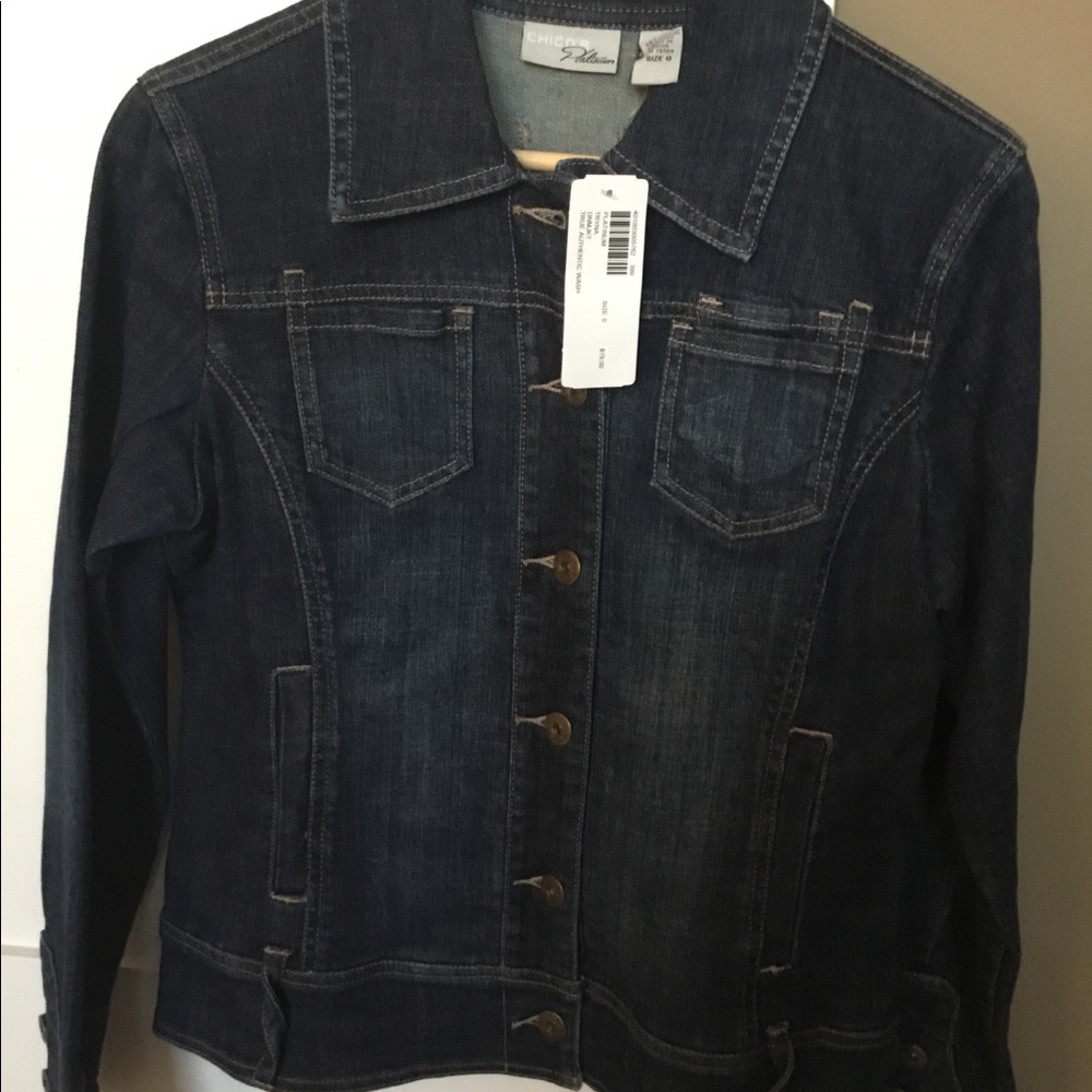 Chico’s Platinum Denim Jacket NWT!